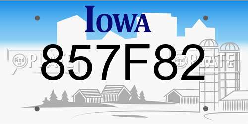 857F82 Iowa License Plate