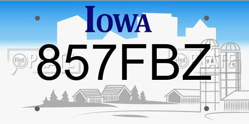857FBZ Iowa License Plate