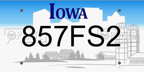 857FS2 Iowa License Plate
