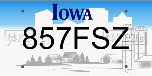 857FSZ Iowa License Plate