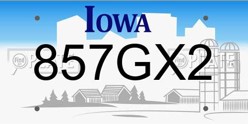 857GX2 Iowa License Plate