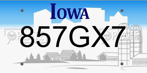 857GX7 Iowa License Plate