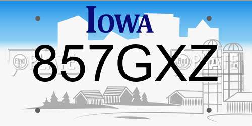 857GXZ Iowa License Plate