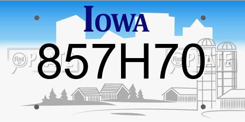 857H70 Iowa License Plate