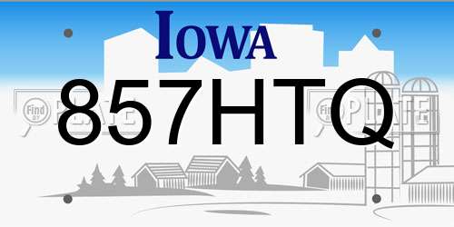 857HTQ Iowa License Plate
