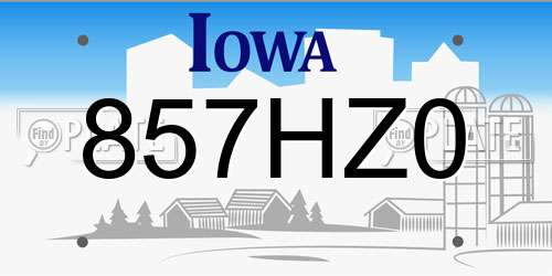 857HZ0 Iowa License Plate