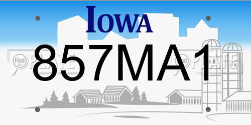 857MA1 Iowa License Plate