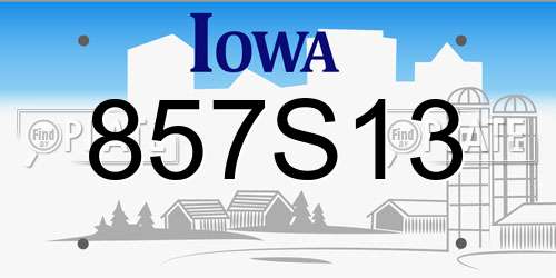 857S13 Iowa License Plate