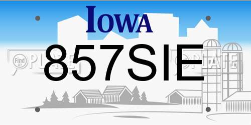 857SIE Iowa License Plate
