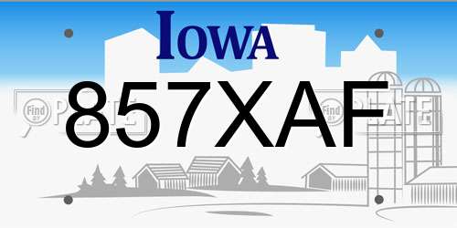 857XAF Iowa License Plate