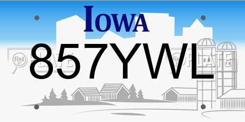 857YWL Iowa License Plate