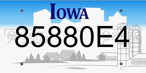 85880E4 Iowa License Plate