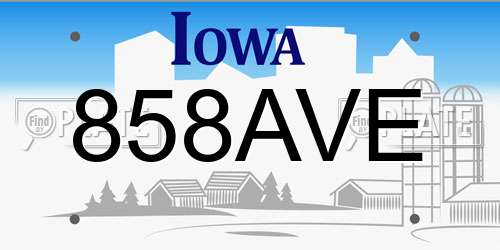 858AVE Iowa License Plate