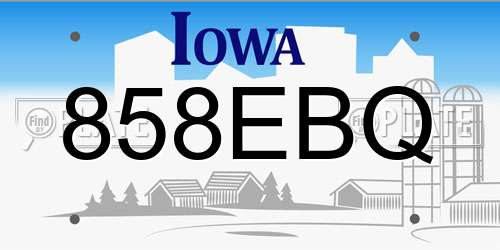 858EBQ Iowa License Plate