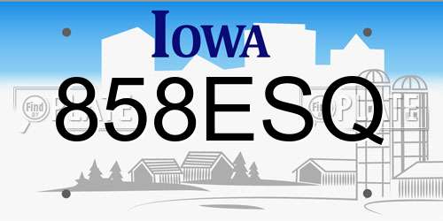858ESQ Iowa License Plate