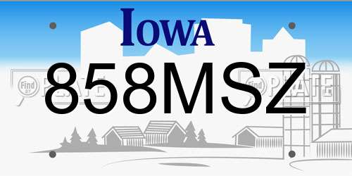 858MSZ Iowa License Plate