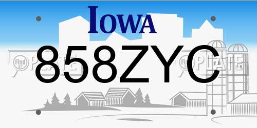 858ZYC Iowa License Plate