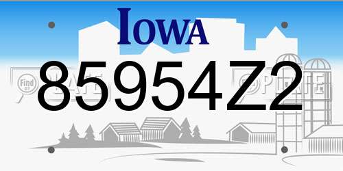 85954Z2 Iowa License Plate