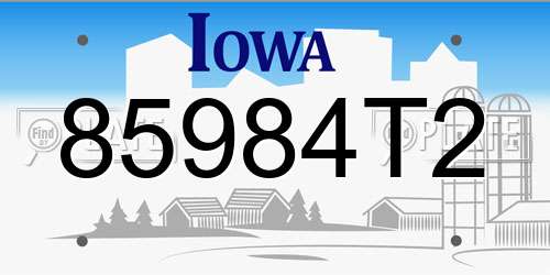 85984T2 Iowa License Plate