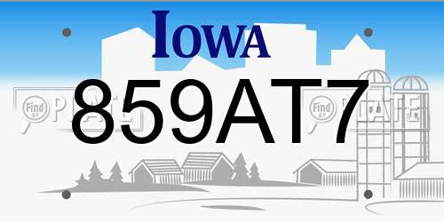 859AT7 Iowa License Plate