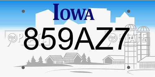859AZ7 Iowa License Plate