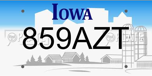859AZT Iowa License Plate