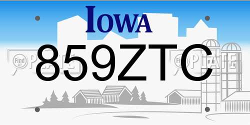 859ZTC Iowa License Plate