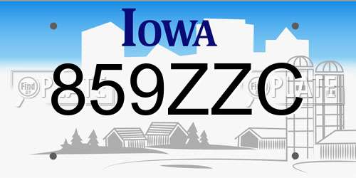 859ZZC Iowa License Plate