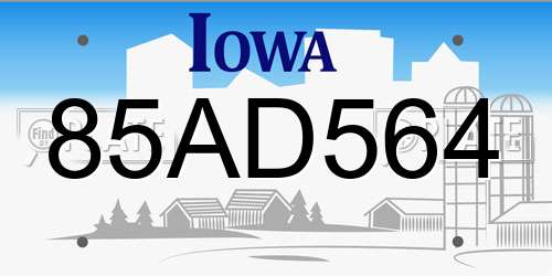 85AD564 Iowa License Plate