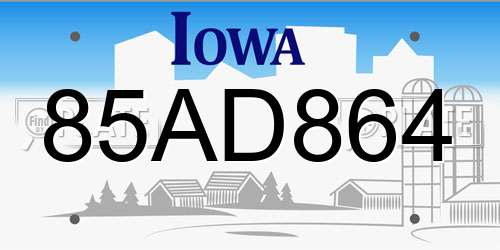 85AD864 Iowa License Plate