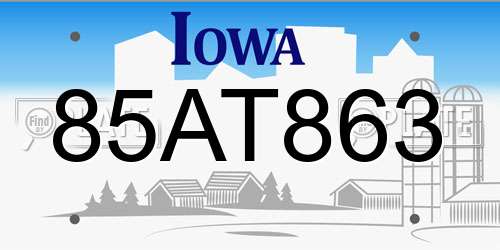 85AT863 Iowa License Plate