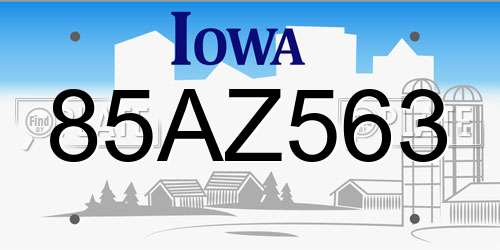 85AZ563 Iowa License Plate