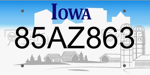 85AZ863 Iowa License Plate