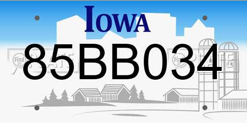 85BB034 Iowa License Plate
