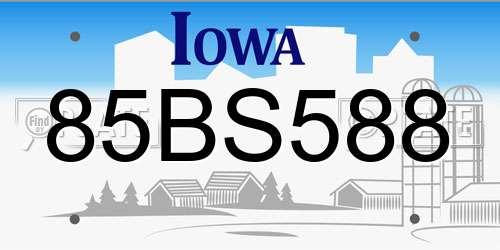 85BS588 Iowa License Plate