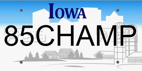 85CHAMP Iowa License Plate