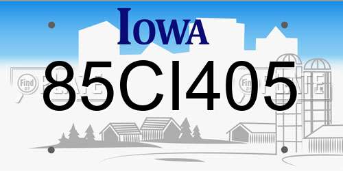 85CI405 Iowa License Plate