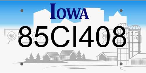 85CI408 Iowa License Plate