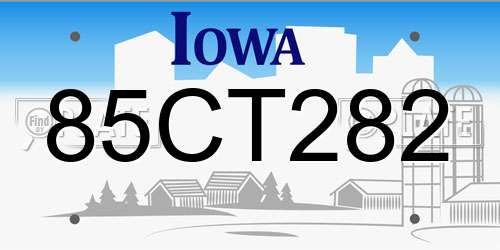 85CT282 Iowa License Plate