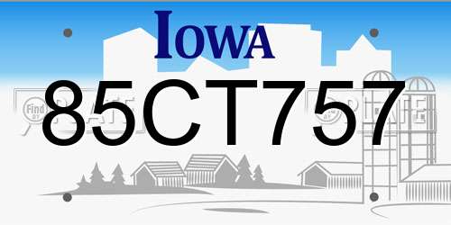 85CT757 Iowa License Plate