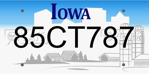 85CT787 Iowa License Plate
