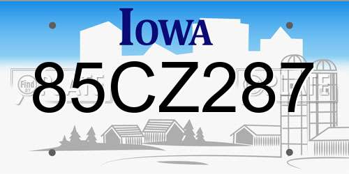 85CZ287 Iowa License Plate