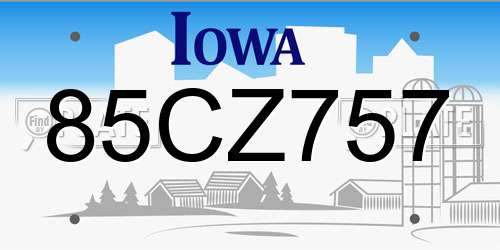 85CZ757 Iowa License Plate