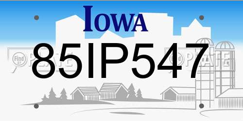 85IP547 Iowa License Plate