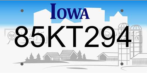 85KT294 Iowa License Plate