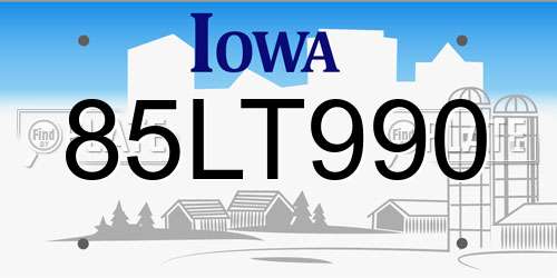 85LT990 Iowa License Plate