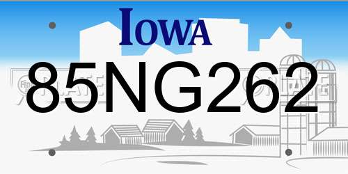85NG262 Iowa License Plate