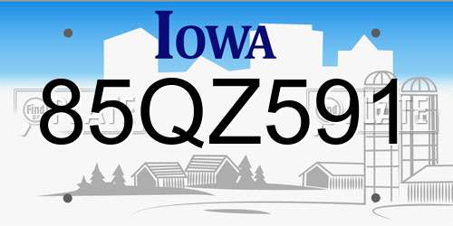 85QZ591 Iowa License Plate
