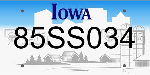 85SS034 Iowa License Plate