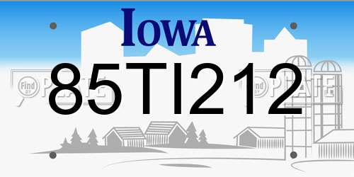 85TI212 Iowa License Plate